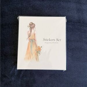 Stickers Set - Cream and Peach Illustrated Girl Design